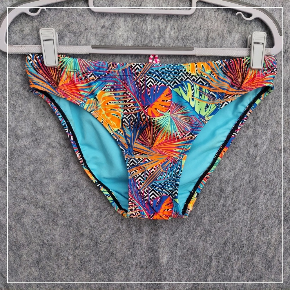 Dolfin Bikini Bottom Women Small Multicolor Uglies Tropical Palm Leaf Print